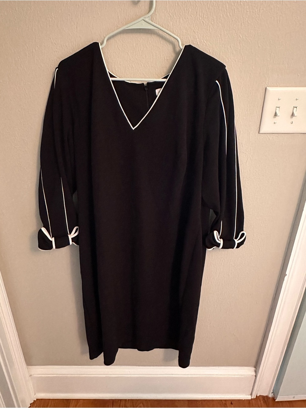 Calvin Klein Black Shift Dress with White Trim